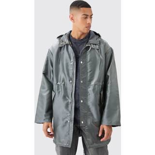 Mens Silver Liquid Metallic Parka