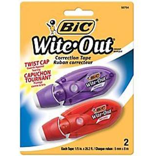 Bic Wite-Out Brand Mini Twist Correction Tape 26,2 fod 2-t?llerpakke med hvid korrektionstape Hurtig reng?ring og let at bruge t?rebestandigt b?n