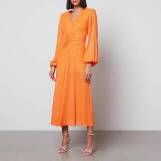 Rotate Sequined midi dress - orange - XS