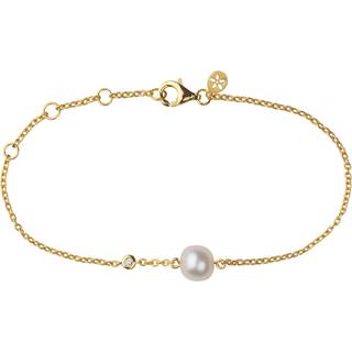 Bybiehl Coco forgyldt armbånd med perle og cubic zirkonia, 19 cm