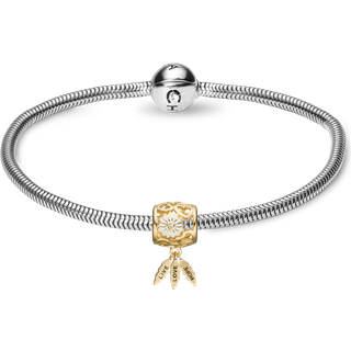 Kampagne Charms Armbånd m. Live, Love, Hope i Forgyldt - Christina