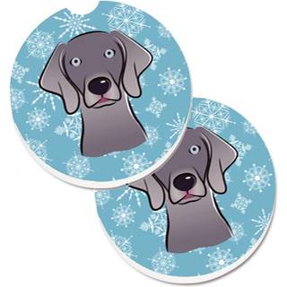 """" Caroline's Treasures Snowflake Weimaraner Set med 2 Cup Holder Car Coasters BB1665Carc 2.56 Multicolor """"