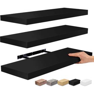 Sorbus flydende hylder til v?g - 24 tommer v?ghylder til sovev?relset k?kkenindretning badev?relse hylder - 3 sorte flydende hylder til v?gdekorb