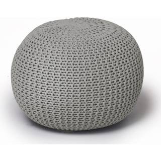 Urban Shop Round Knit Pouf Light Gray