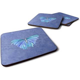 """" Caroline's Treasures 8855FC sommerfugl på skiferblå skumcoasters (sæt på 4) 3,5 """" ""H x 3,5"" """" W multicolor """"