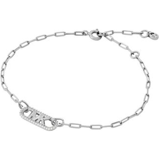 MK Precious Metal-Plated Sterling Silver Pavé Empire Logo Chain Link Bracelet - Silver - Michael Kors - ONE SIZE