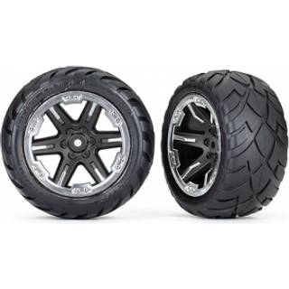 Traxxas 6768X Tires & Wheels Anaconda/RXT Black & Chrome 2,8" 2WD Rear (TSM-Rated) (2)