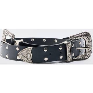 Mens Double Buckle Studded Belt In Black