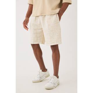 Mens Stone Relaxed Fit Mid Length Jacquard Short