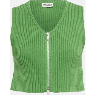 Jil Sander Ribbed-knit cotton crop top - green - L