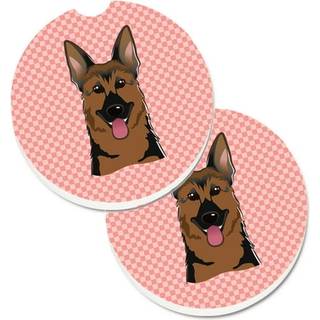 """" Caroline's Treasures Checkerboard Pink German Shepherd -sæt med 2 Cup Holder Car Coasters BB1211Carc 2.56 Multicolor """"
