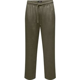 ONLY & SONS Sinus Loose Viscose Linen Pant Olive Night