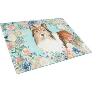 Caroline's Treasures CK3411LCB Sheltie Glass Cutting Board Stor dekorativt tempereret glas køkkenskæring og serveringsplade stor størrelse hakken