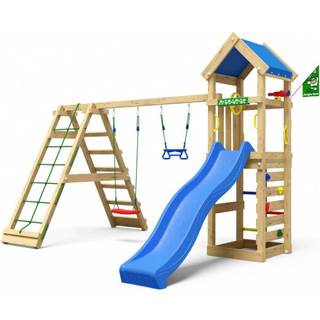 Jungle Gym Patio legetårn, komplet inkl. 2-Climb Module 200, 2 gynger og blå rutsjebane