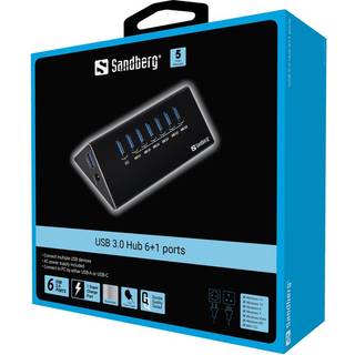 Sandberg 7-Port USB 3.0 Hub USB hub - USB 3.0 - 7 ports - Sort