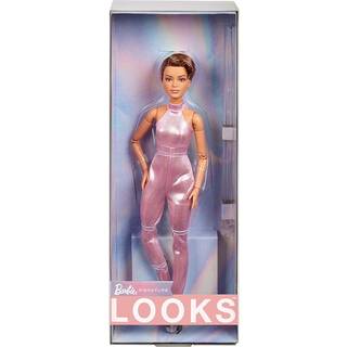 Barbie ser Doll Collectible nr. 22 med Pixie Cut & Modern Y2K Fashion Sequined Pink Halter Jumpsuit med sølvhæle