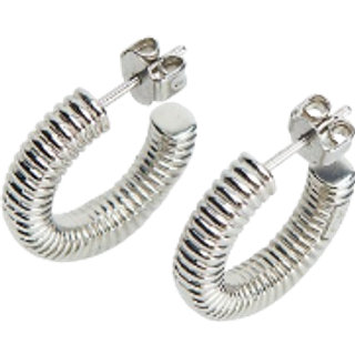 Textured Hoop Earrings - Silver - One Size