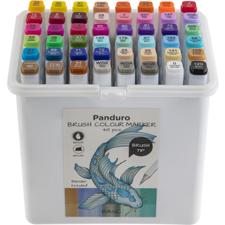 Panduro colour marker brush 48 – twintip-markers med penselspids & skrå spids