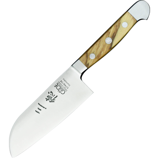 Güde Alpha Olive Santokumesser 14 cm - CVM-Messerstahl - Griffschalen Olivenholz - Braun,Silber