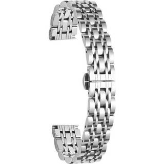 Universal 14mm Rustfri Stål Smartwatch Rem m. Mønster - Sølv