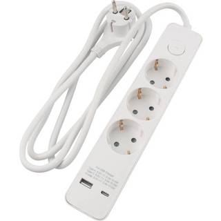 3-Stikdåse m/USB-lader