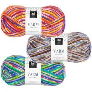 Dale Varm 101 Gul/orange/lilla print Indhold: 75% Superwash uld, 25% Nylon Vægt/længde: 100 g = ca. 260 meter Anbefalede pinde: 3 mm Strikkefasthed: 10 cm = 28 m Vask: Maks. 40°C uldprogram / Tåler ikke tørretumbler / Vaskes separat med uldvaskemiddel / Tørres fladt og dampes let".
