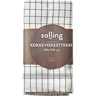 Salling kokkeviskestykker 3-pak - hvid med sort tern (På lager i varehus)