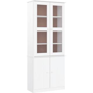 vitrineskab ALTA 77x35x186,5 massivt fyrretræ hvid