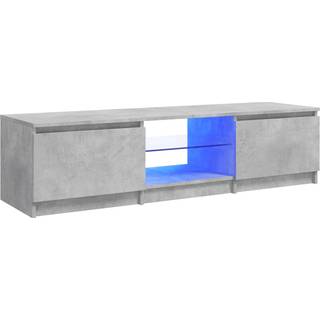 tv-bord med LED-lys 140x40x35,5 cm betongrå