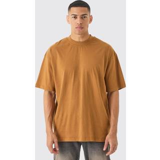 Mens Tobacco Oversized Extended Neck Basic T-shirt