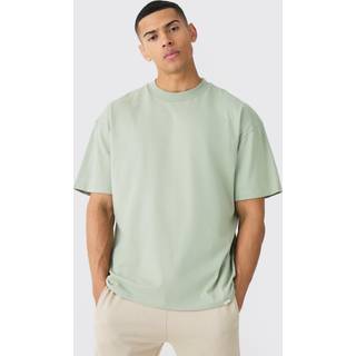 Mens Sage Oversized Extended Neck Heavyweight T-shirt