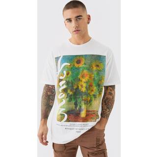 Mens White Oversized Monet Sunflower License T-shirt