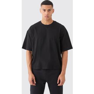Mens Black Basic Oversized Boxy Crew Neck T-shirt