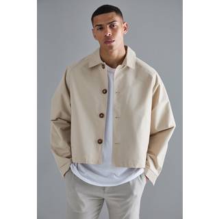 Mens Sand Boxy Oversized Trench Coat