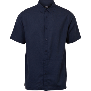 Nero Marco Herre Kortærmet skjorte i hørmix - Blue Nights - 3XL