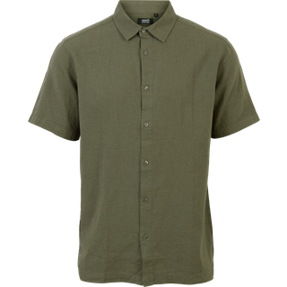 Nero Marco Herre Kortærmet skjorte i hørmix - Army - XS