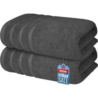 Premium gr? badeh?ndkl?der - 700 GSM 100% bomuld 27x54 tommer pakke med 2 badev?relsesh?ndkl?der - Ultra bl?d og meget absorberende hotel og spa