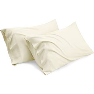 Sengesure King Size Pillow Cases Sæt med 2 Rayon afledt fra Bambus Cream Pillowcase Cooling Pillow Cases for Hot Sleepers Soft & Silky Pillow Cov