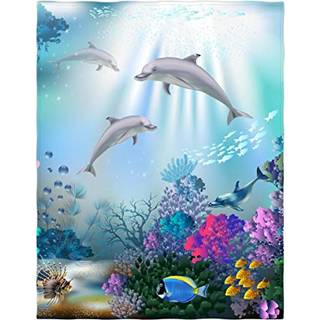 QH 60 x 80 tommer Dolphin Underwater World M?nster Super Soft Through T?ppe til senge Sofa letv?gtst?ppe til alle s?soner