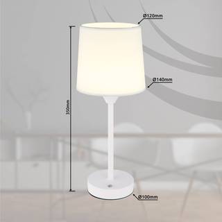 LED-bordlampe Lunki, hvid, højde 35 cm, stof, CCT