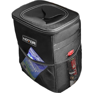 Hotorbil papirkurv d?se med l?g og opbevaringslommer - 100% l?kagesikre arrang?r Vandt?t affald kan multifunktionelt papirkurv til bil 2 gallon s