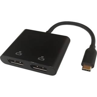 Deltaco USB-C MST HUB 2x 4K/60Hz DP x 2 black 0.1m USB hub - 4 ports - Sort