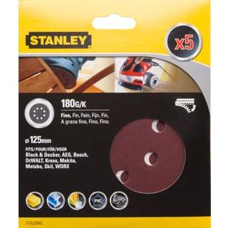 Stanley Slibeskive Ø125 mm, korn 180, 5 stk.