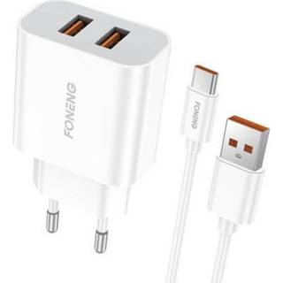Foneng Fast charger 2x USB EU45 + USB Type C cable