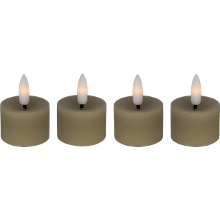Cozzy fyrfadslys i stearin, 3D flamme, sand, (bruges med fjernbetjening), 4 stk