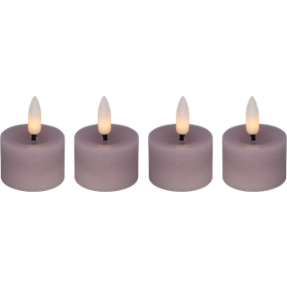 Cozzy fyrfadslys i stearin, 3D flamme, rosa, (bruges med fjernbetjening), 4 stk