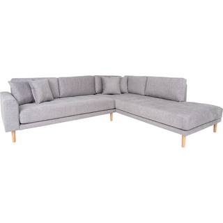 Lido hjørnesofa med open end og 4 puder, højrevendt, lysegrå/natur