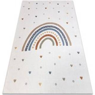 Tæppe BONO 8302 Regnbue, hjerter creme/brun 80x150 cm