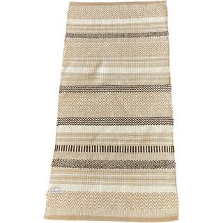 LA FINESSE Gennemvævet kludetæppe 65 x 135 cm - natur/brun striber