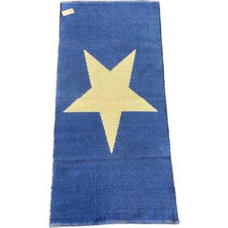 LA FINESSE Gennemvævet kludetæppe 65 x 135 cm - blå/hvid stor stjerne